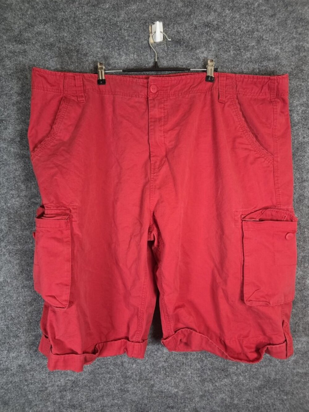 Rocawear Cargo Shorts Mens 50 Red Relaxed Fit Cotton Big Tall Pockets Damaged